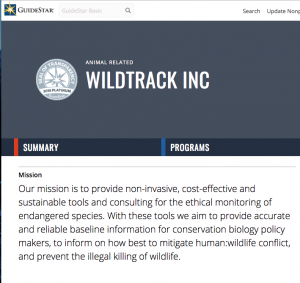 WildTrack earns GuideStar Platinum status